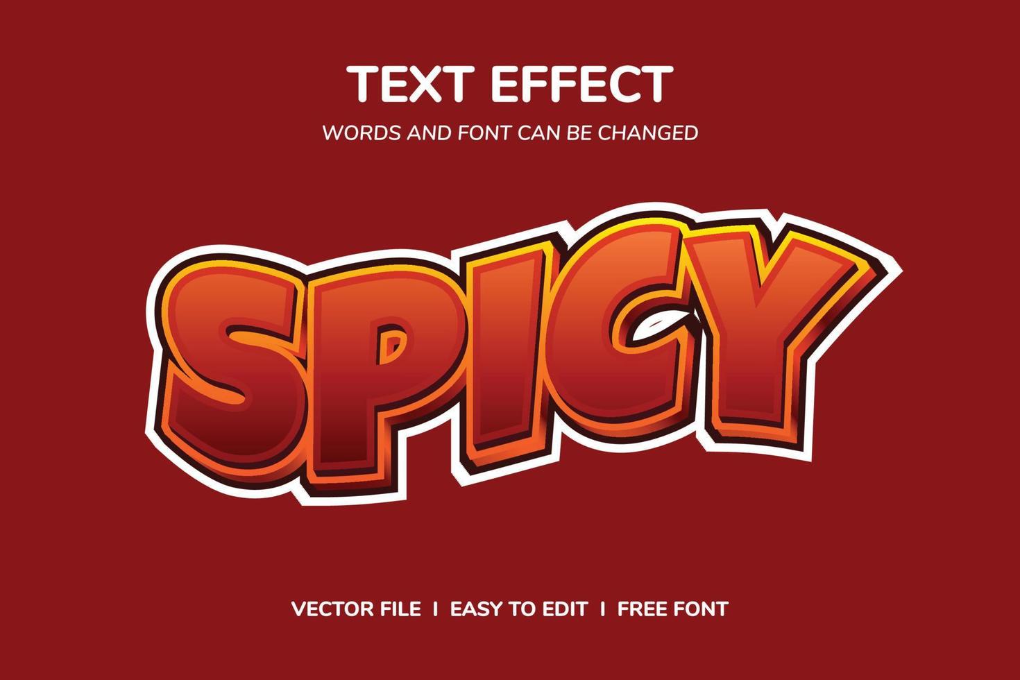 Spicy text effect template with 3d style vector