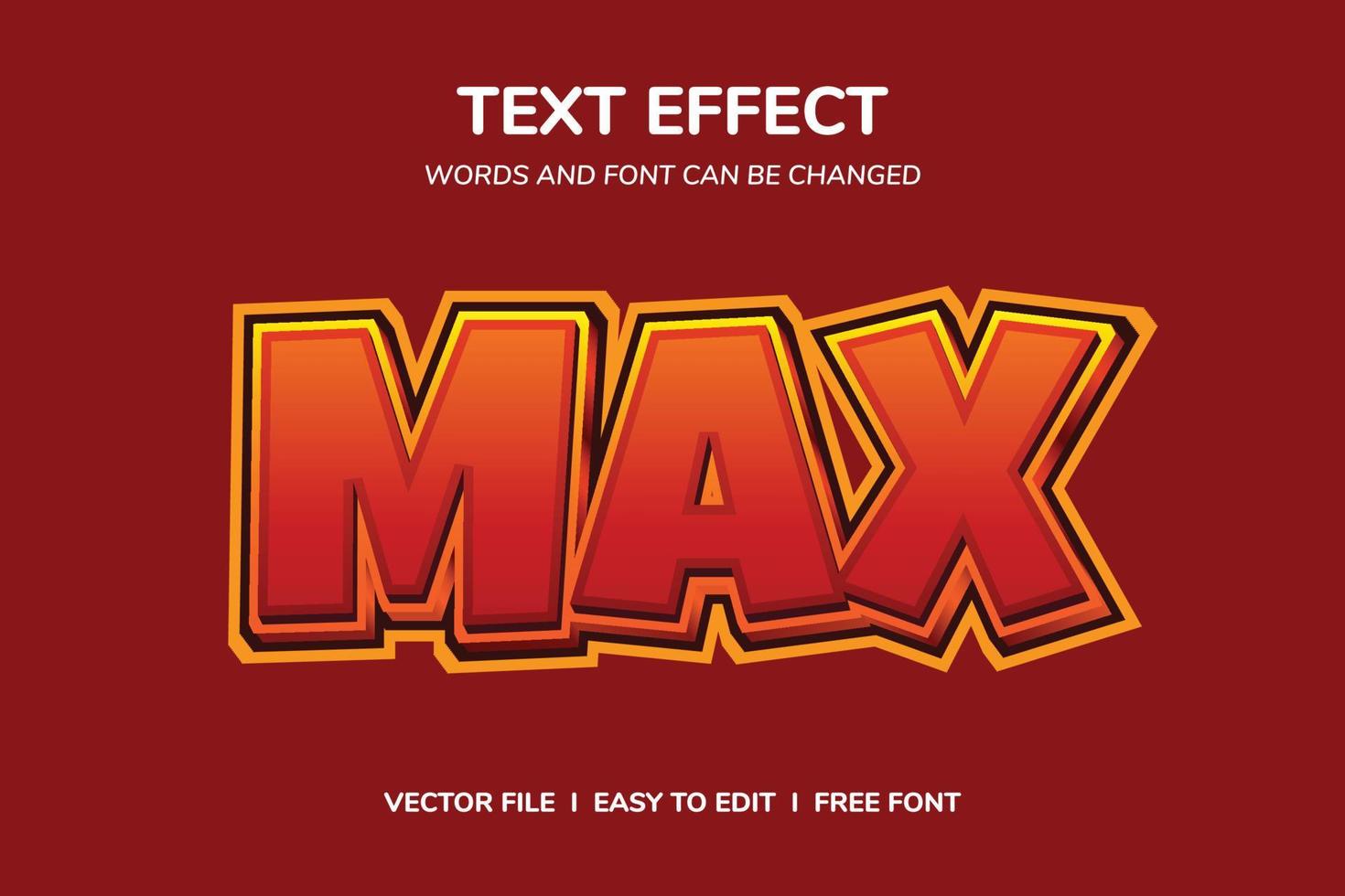 max text effect template with 3d style vector