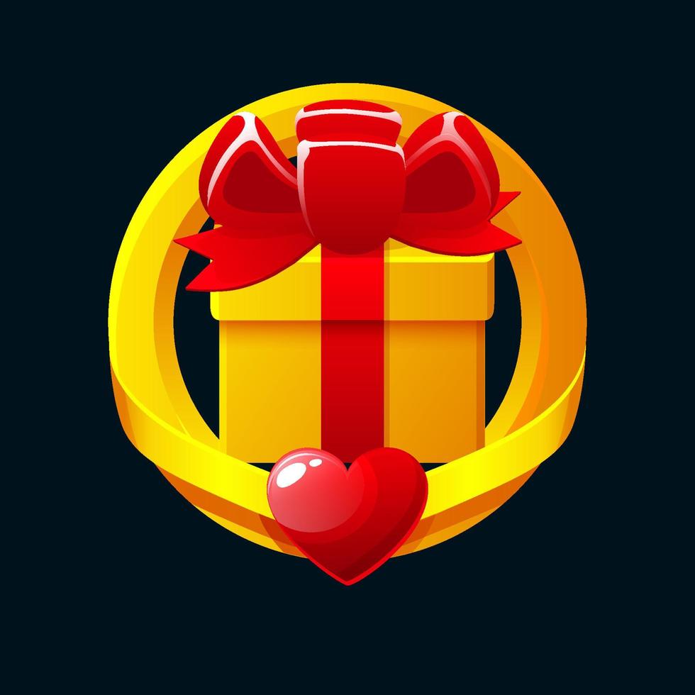 Gift box icon for game UI. Award vector icon. Receiving rewards in the 2D game.