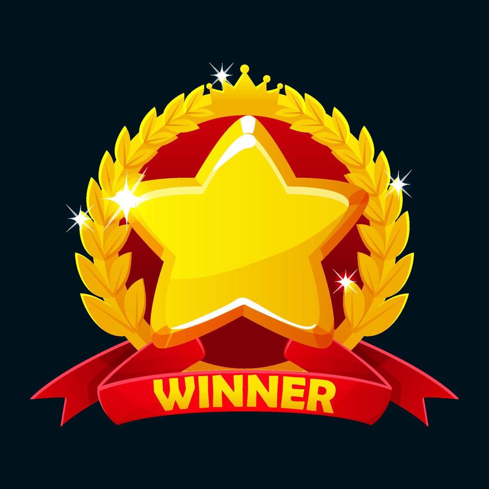 Game badges with Golden star. Vector Level Up icon for game ui assets