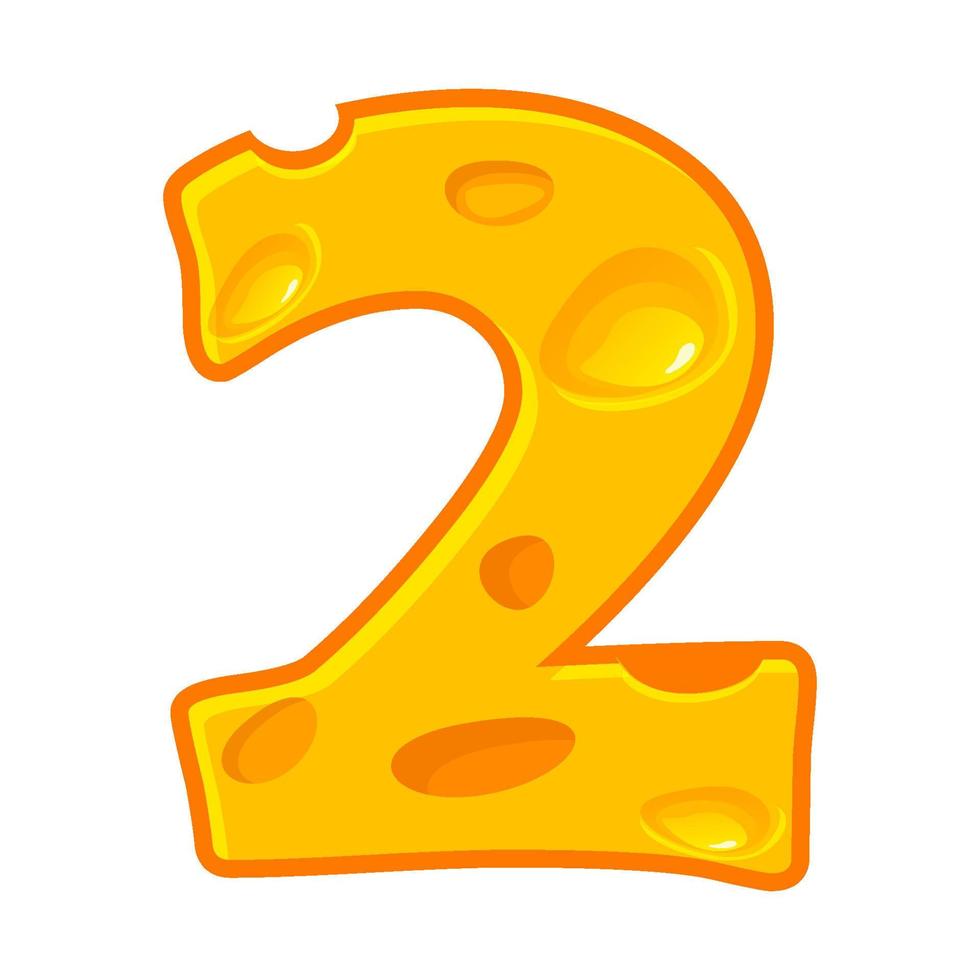 Cheese number 2. Two font kids number. Vector Figure 2 20235634 Vector Art  at Vecteezy