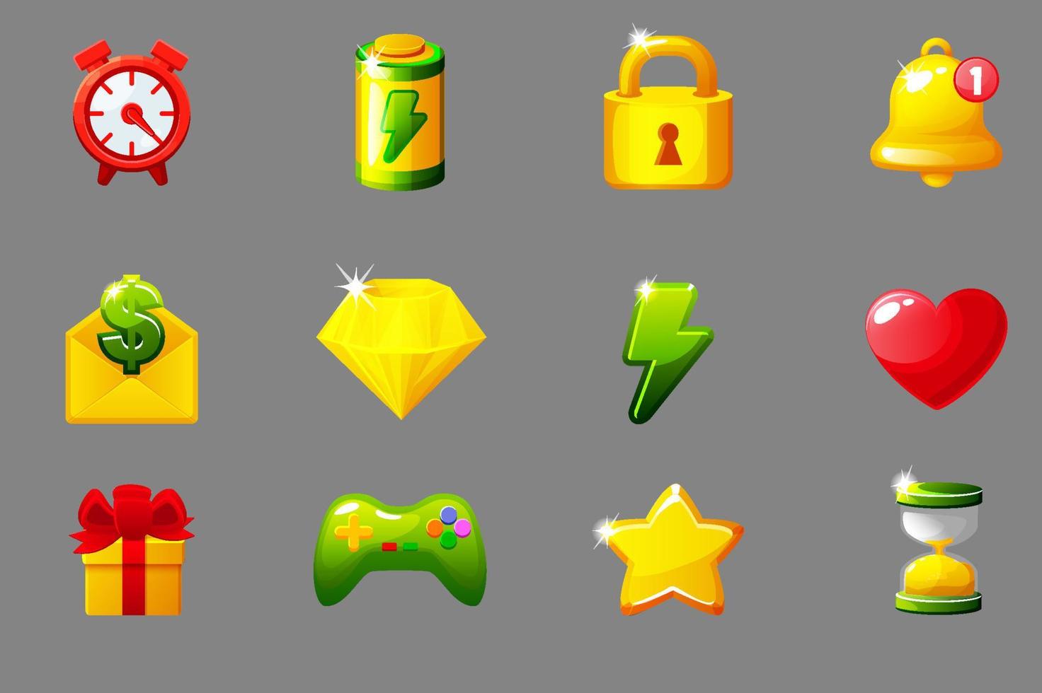 Set of game icons for UI. Vector GUI elements for mobile app