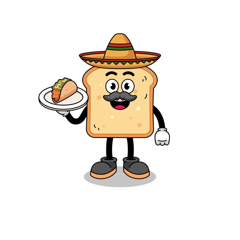 Character cartoon of bread as a mexican chef vector