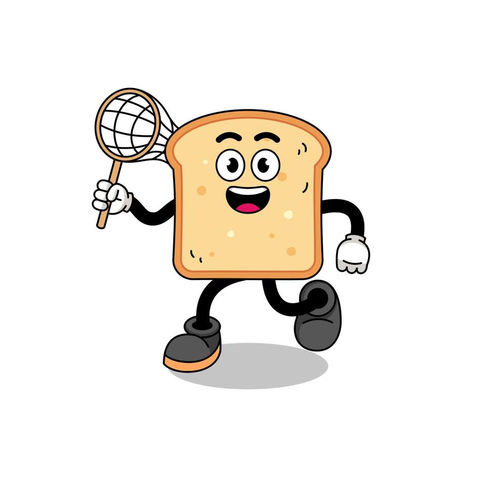 Cartoon of bread catching a butterfly vector