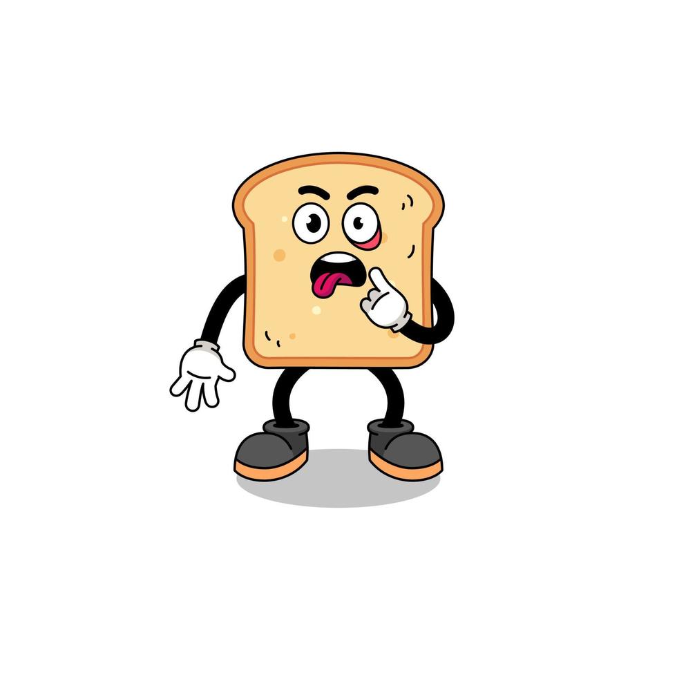 Character Illustration of bread with tongue sticking out vector