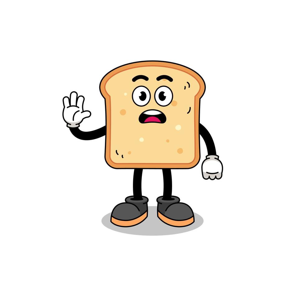 bread cartoon illustration doing stop hand vector