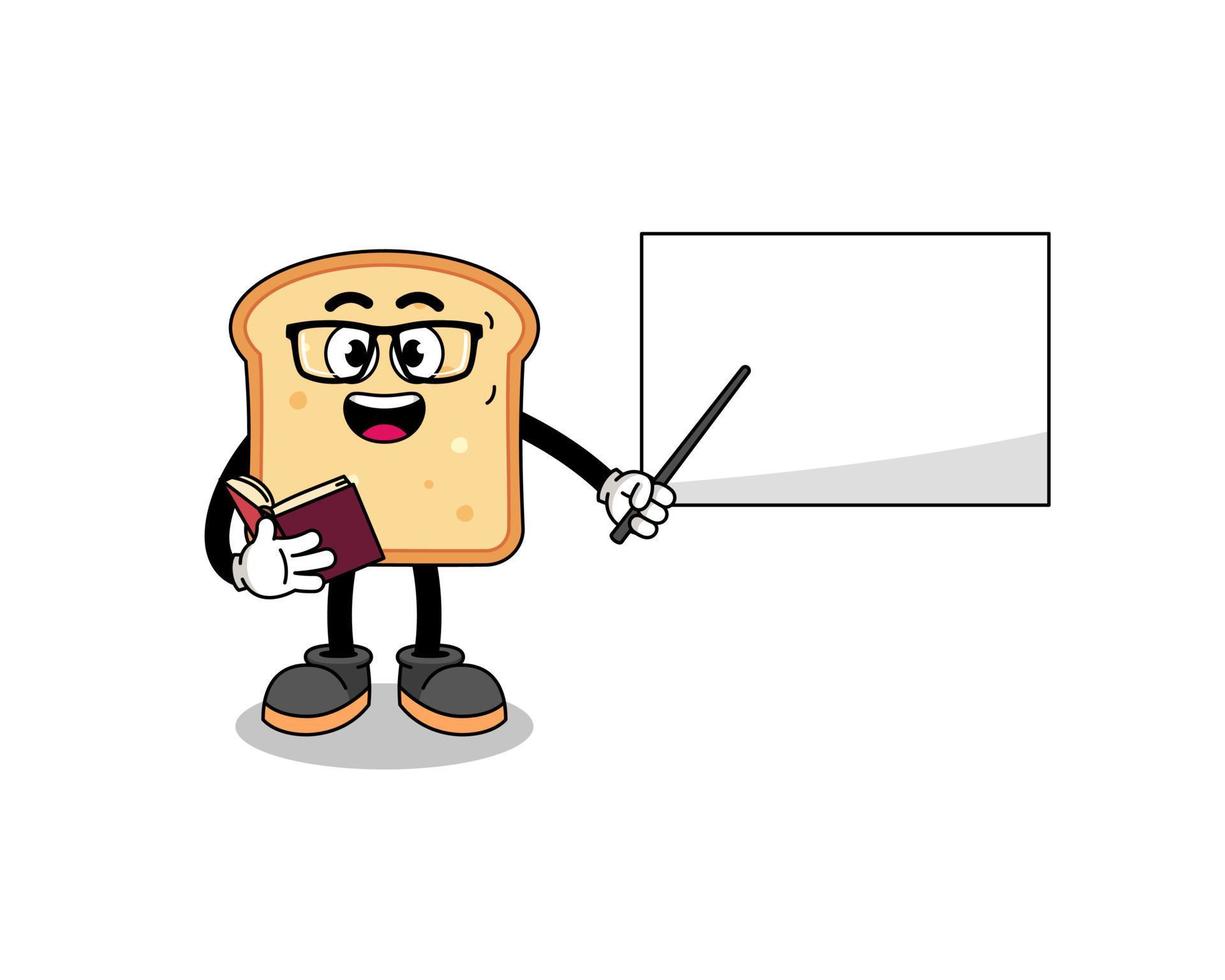 Mascot cartoon of bread teacher vector