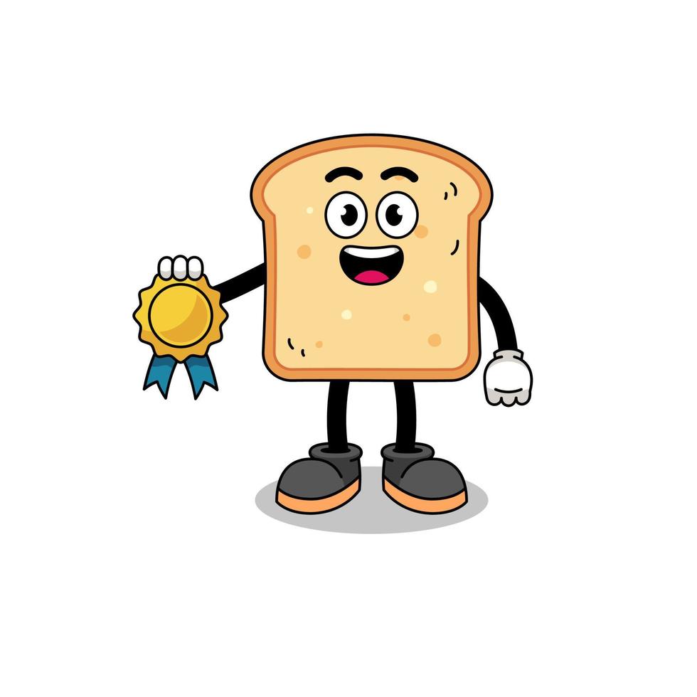 bread cartoon illustration with satisfaction guaranteed medal vector