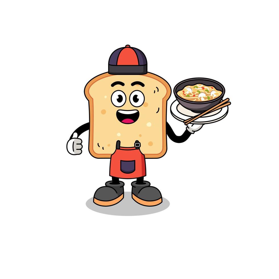 Illustration of bread as an asian chef vector