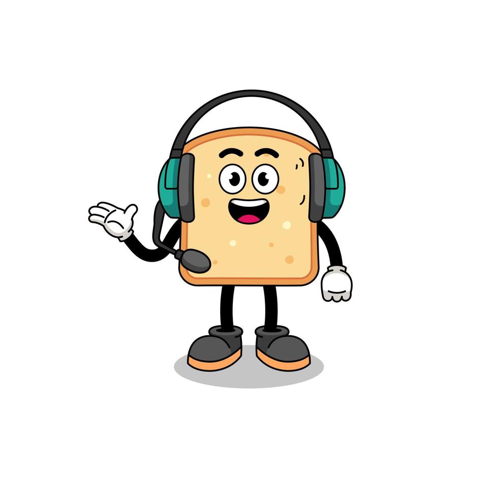 Mascot Illustration of bread as a customer services vector