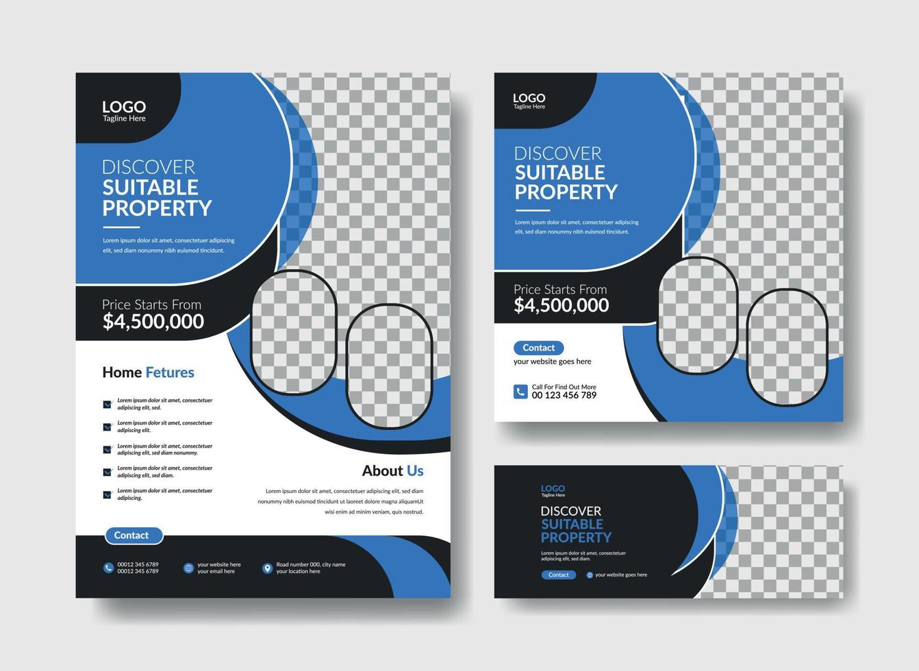 Gym flyer design, social media post and facebook cover design template vector