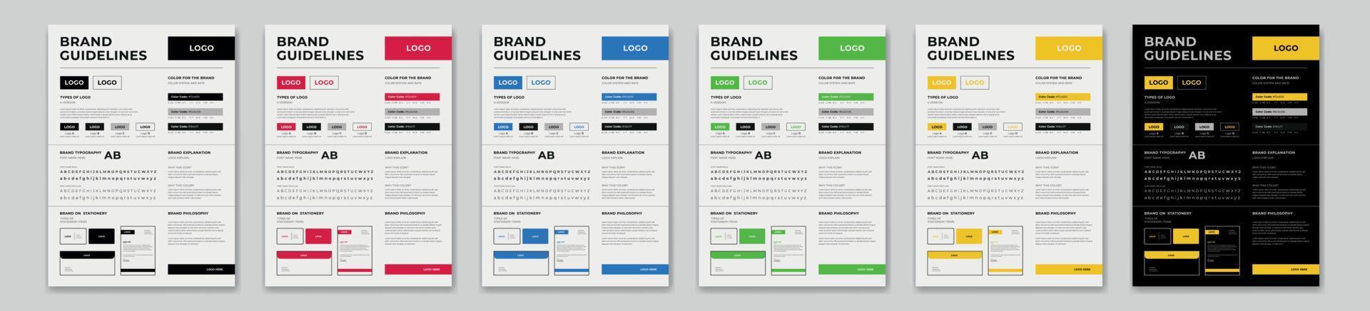 DIN A3 Brand Guideline Template Design, Brand Guideline Layout Set, Minimalist Brand Guidelines, Brand identity Template. vector