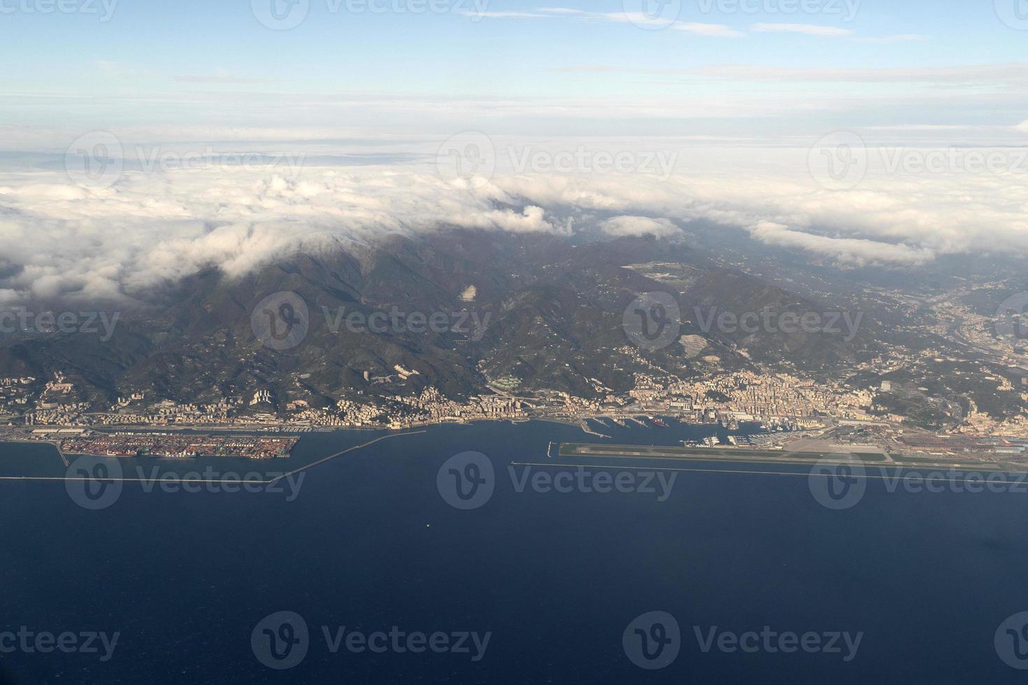 Genoa Harboe coastline aerial view panorama landscape photo