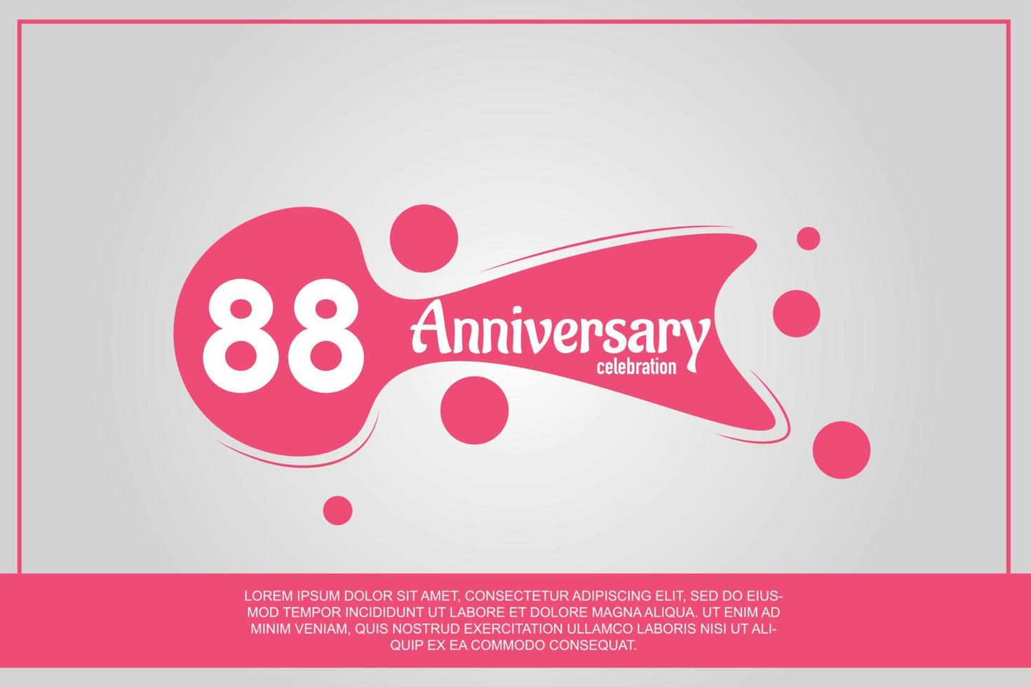 88 año aniversario celebracion logo con rosado color diseño con rosado color burbujas en gris antecedentes vector resumen ilustración