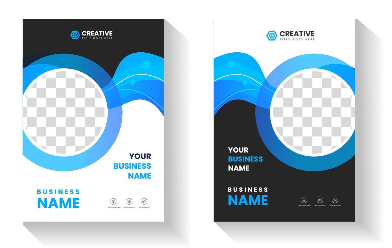 corporate modern Business Book Cover Design Template in A4 with blue color. vector