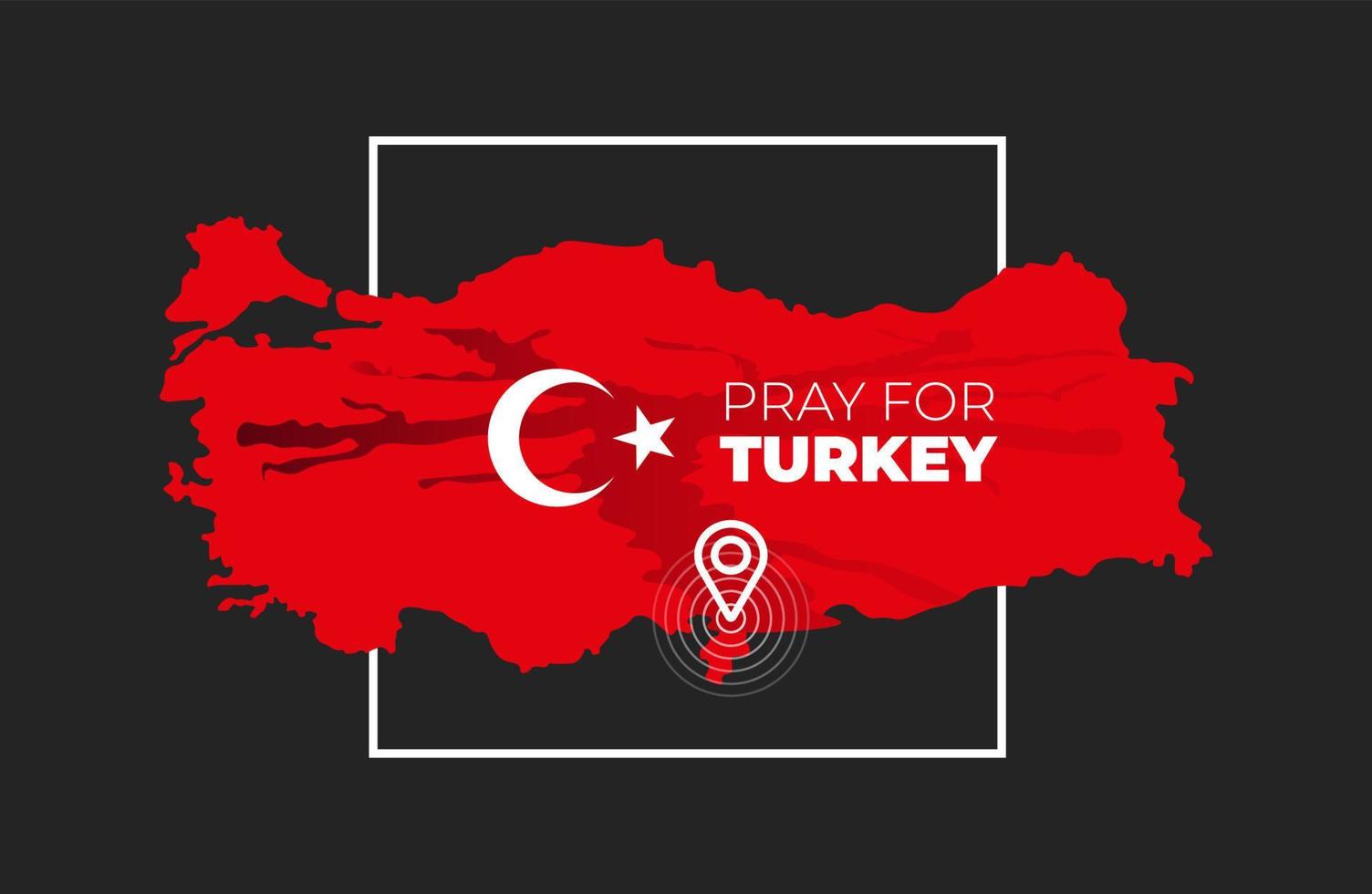 Pray for Turkey Vector illustration of a map of Turkey with the text. Map of Turkey in color of national flag with cracks. Turkey earthquake. Vector illustration
