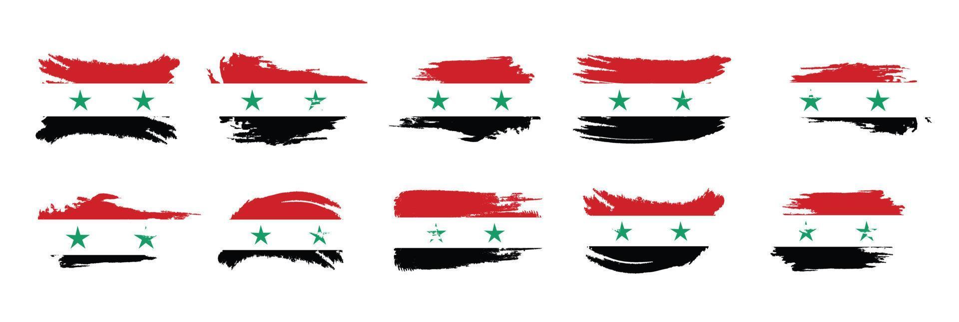 Syria national flag brush vector set