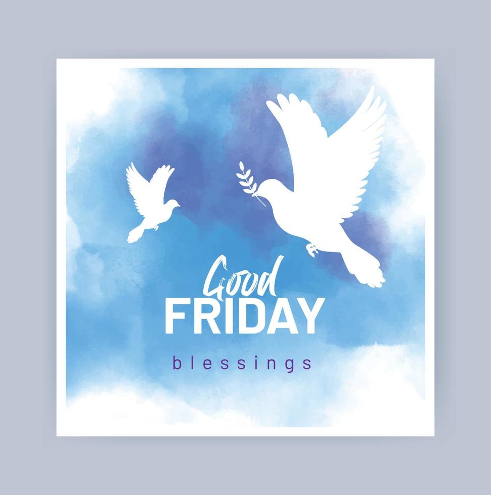 Social media Banner for Good Friday with Lord Jesus Christ on Cross, blue Background vector