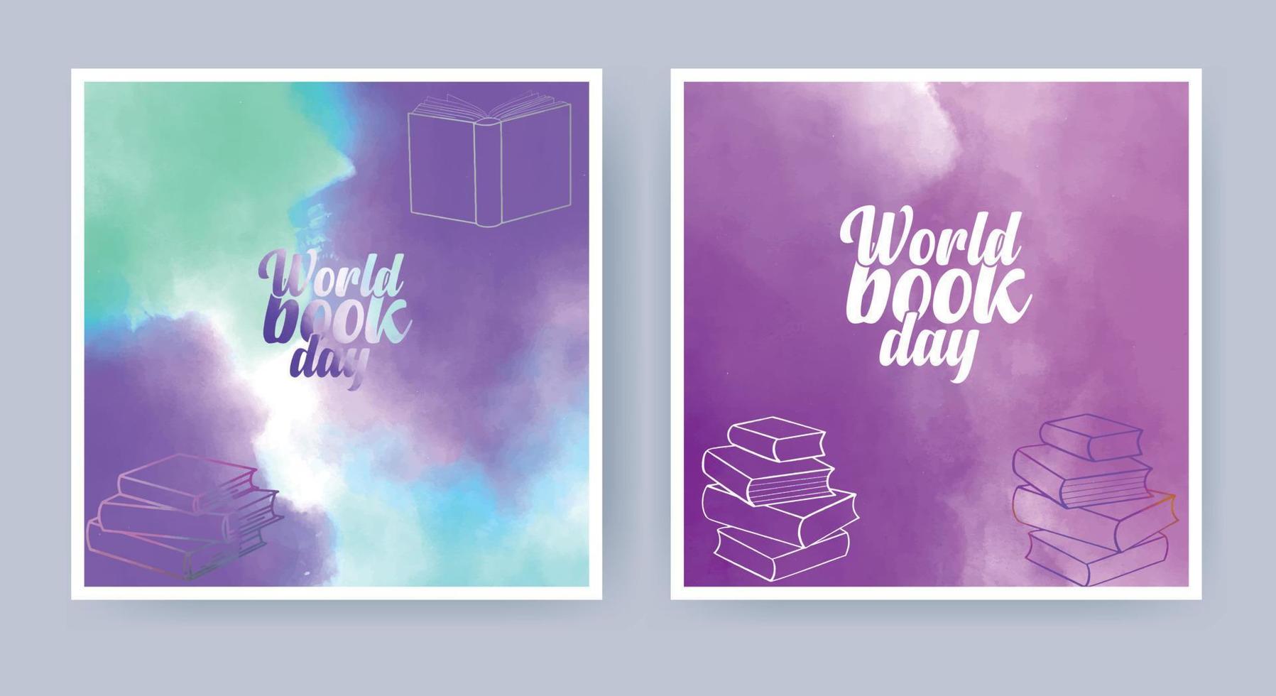 World book day.Mnemonic design with watercolor background vector