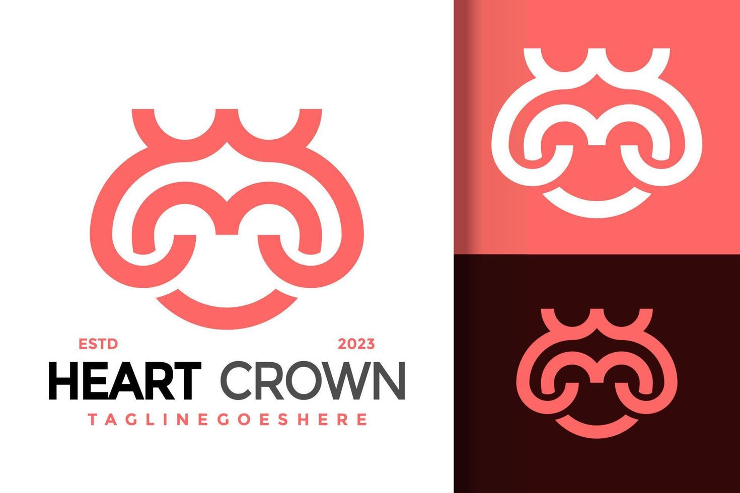 Letter M Heart Crown Logo Logos Design Element Stock Vector Illustration Template