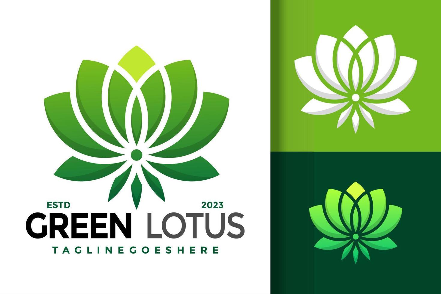 Green Nature Lotus Logo Logos Design Element Stock Vector Illustration