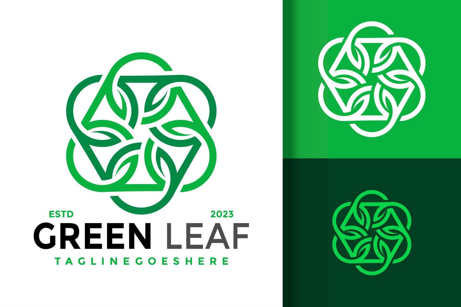 Vector Nature Green Leaf Cube Hexagonal Leaves Geometric Logo