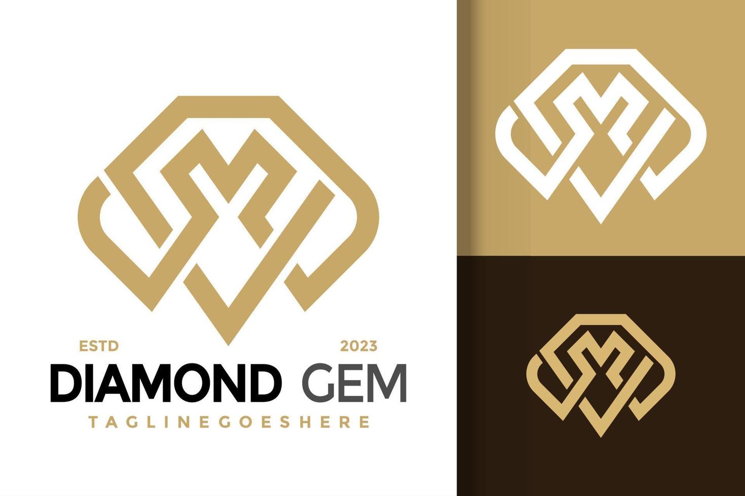 Letter M Diamond Gems Logo Logos Design Element Stock Vector Illustration Template