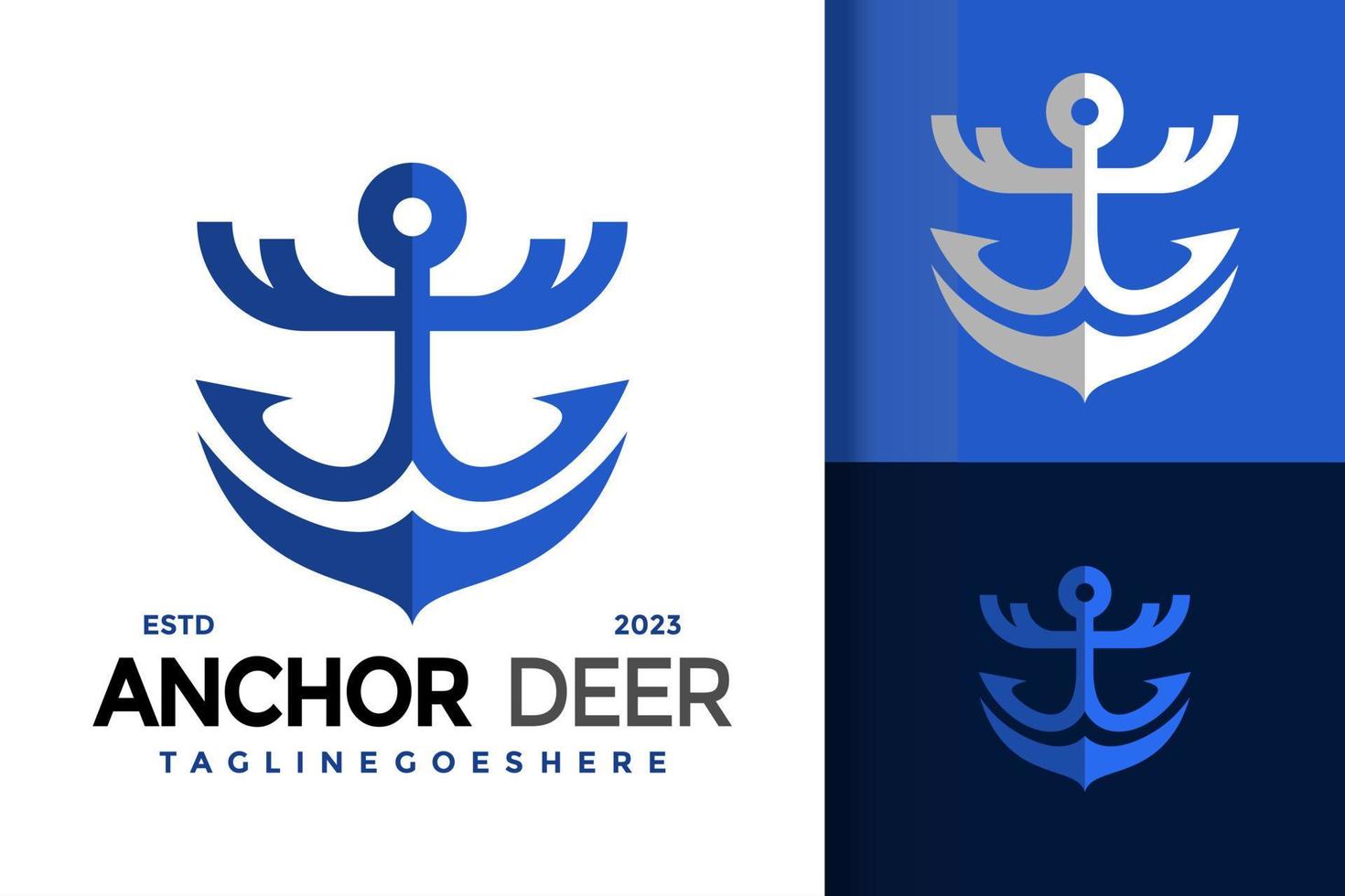 Anchor Deer Horn Logo Logos Design Element Stock Vector Illustration Template