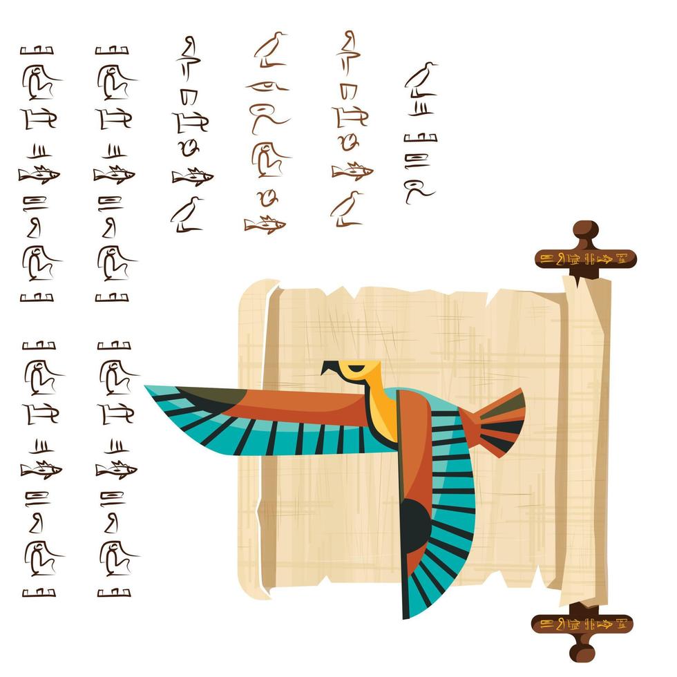 Ancient Egypt papyrus scroll with wooden rod vector