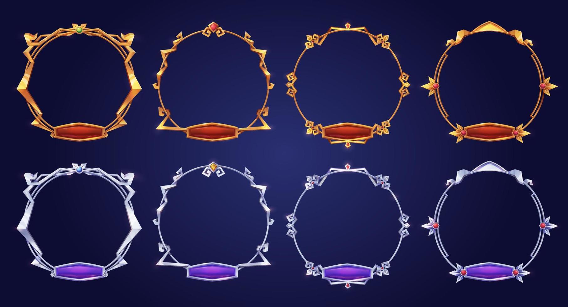 Empty circle silver and gold frames medieval style vector