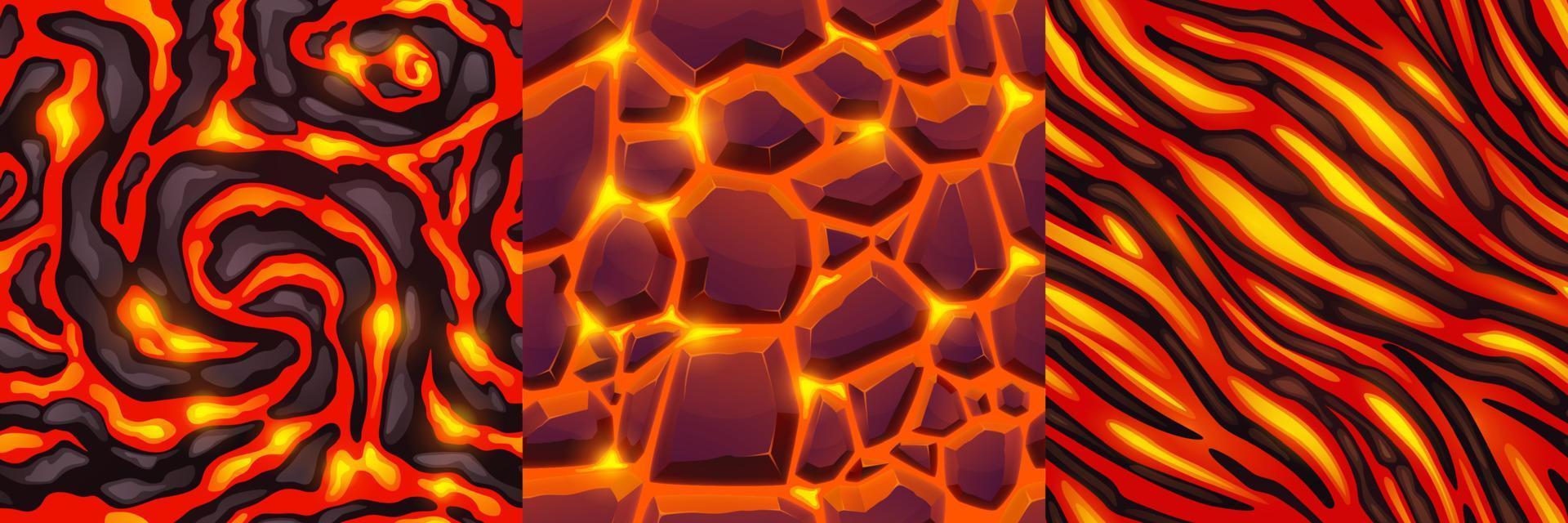 Textures of lava, magma and stones vector