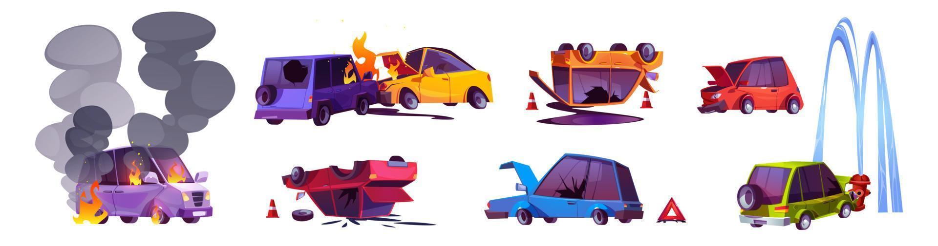 Car accidents, traffic crash on road vector