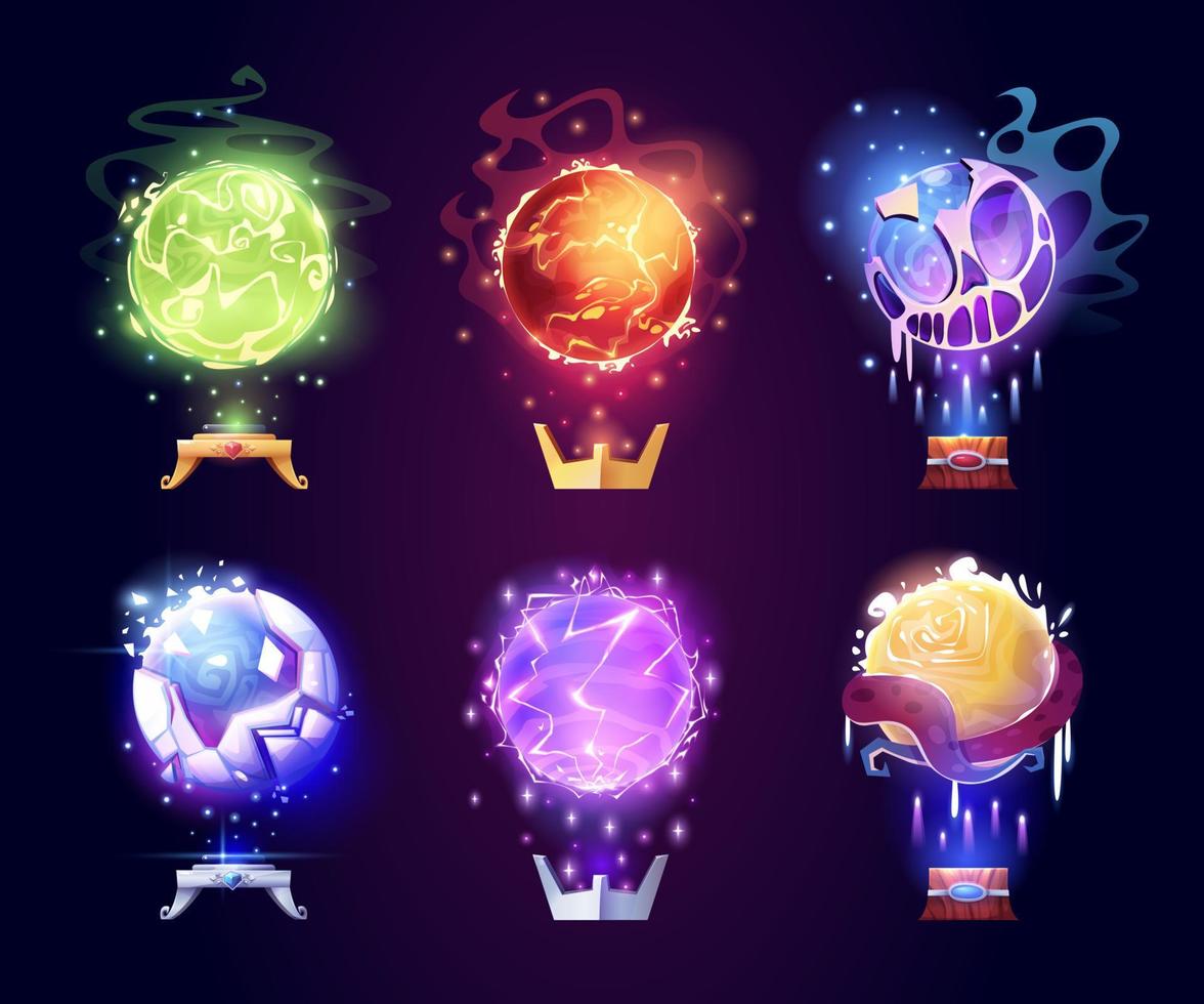 Magic crystal balls, energy spheres vector