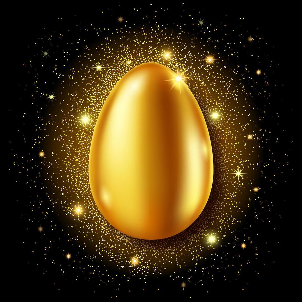 Golden egg realistic vector, Easter greeting card vector