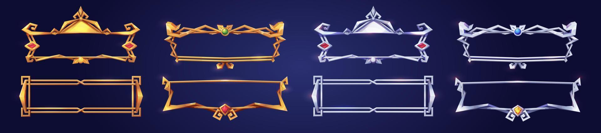 Empty rectangle game frames in medieval style vector