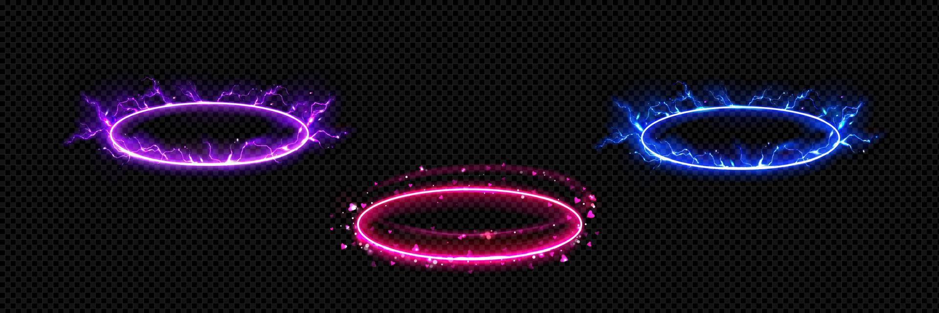 Round or oval energy platforms on transparent vector