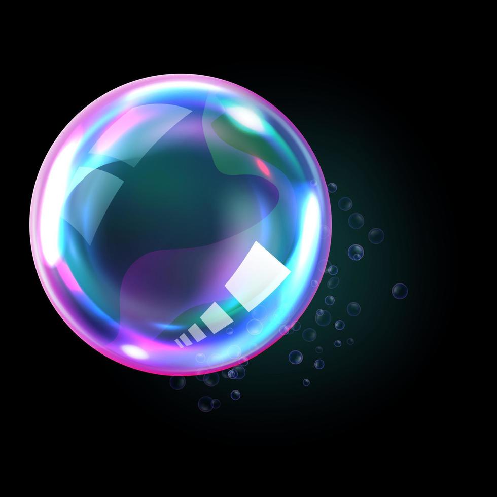 Soap rainbow bubbles with reflections vector