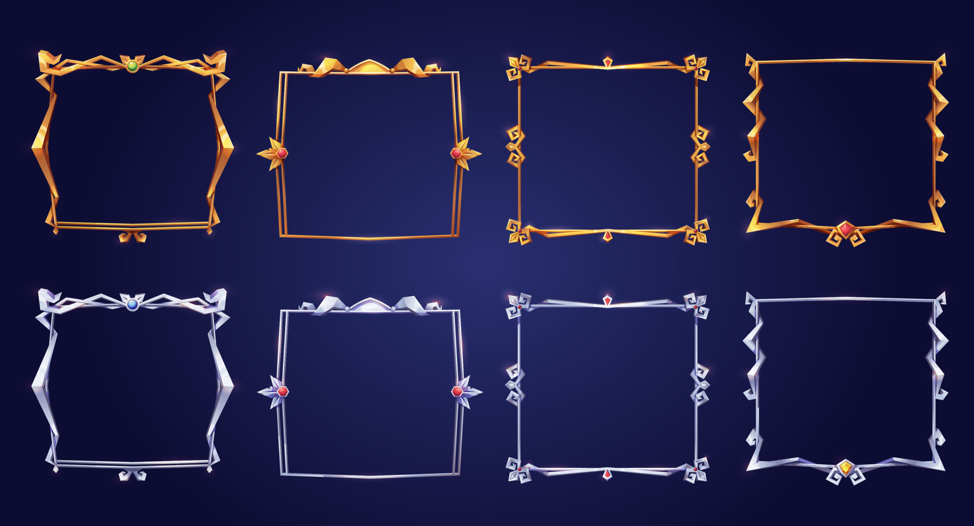 Empty square silver and gold frames medieval style 20236965 Vector Art