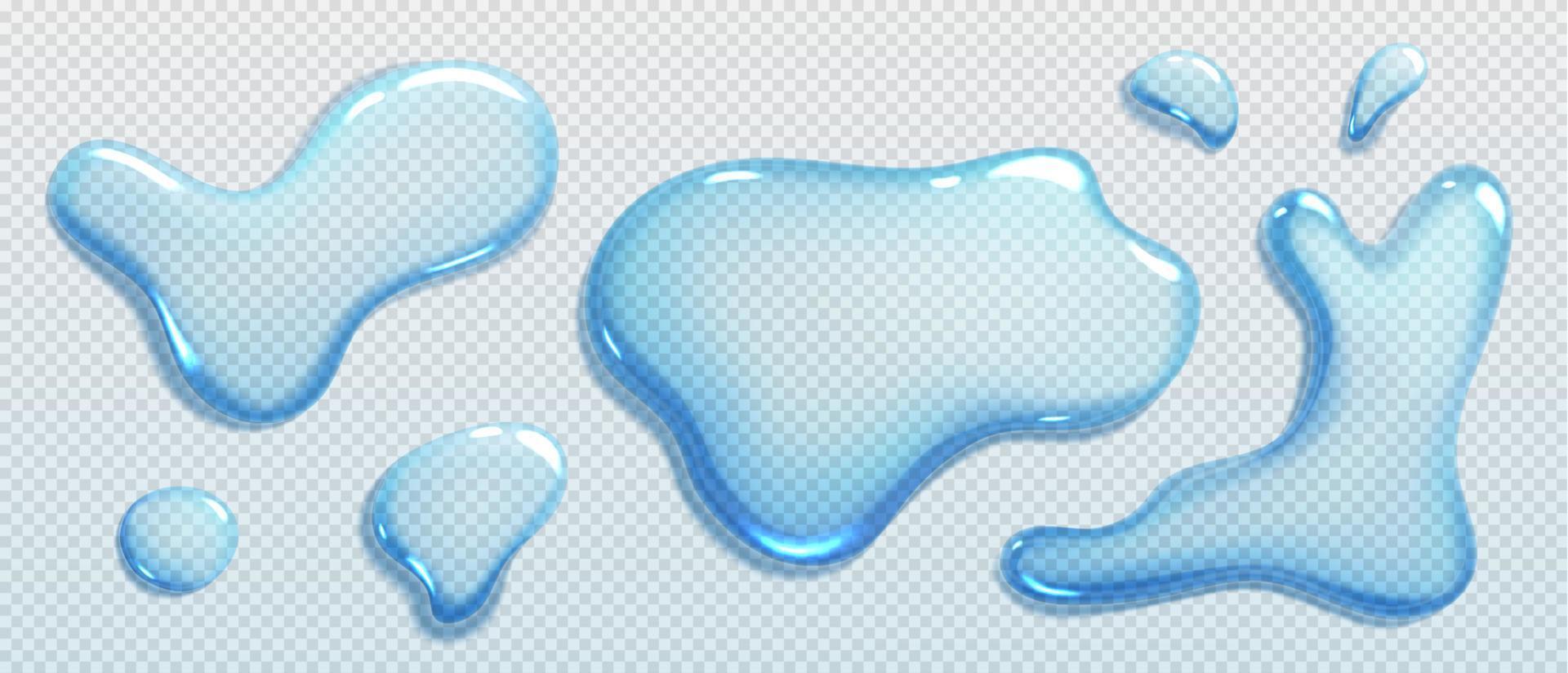 Liquid spills, water drops and puddles vector