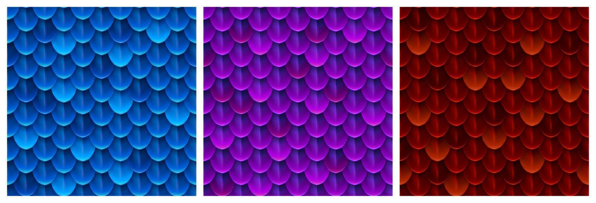 Textures of dragon scale, snake skin vector