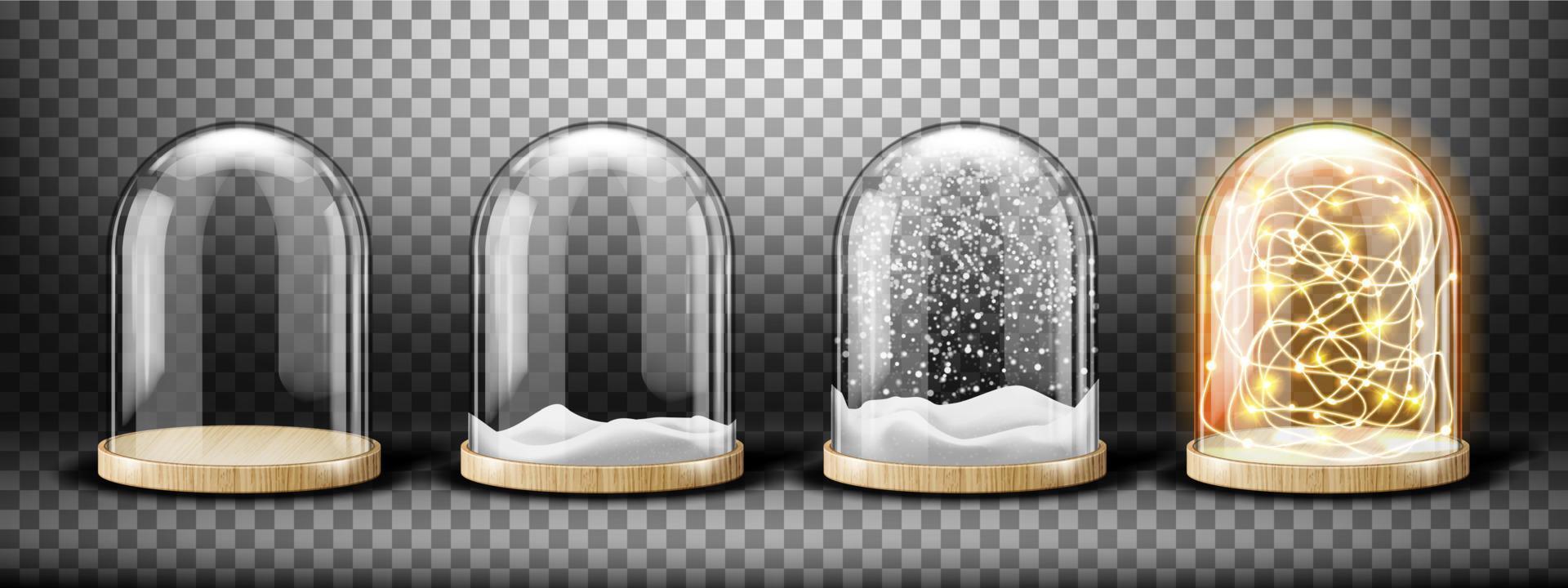 Glass dome with snow realistic vector