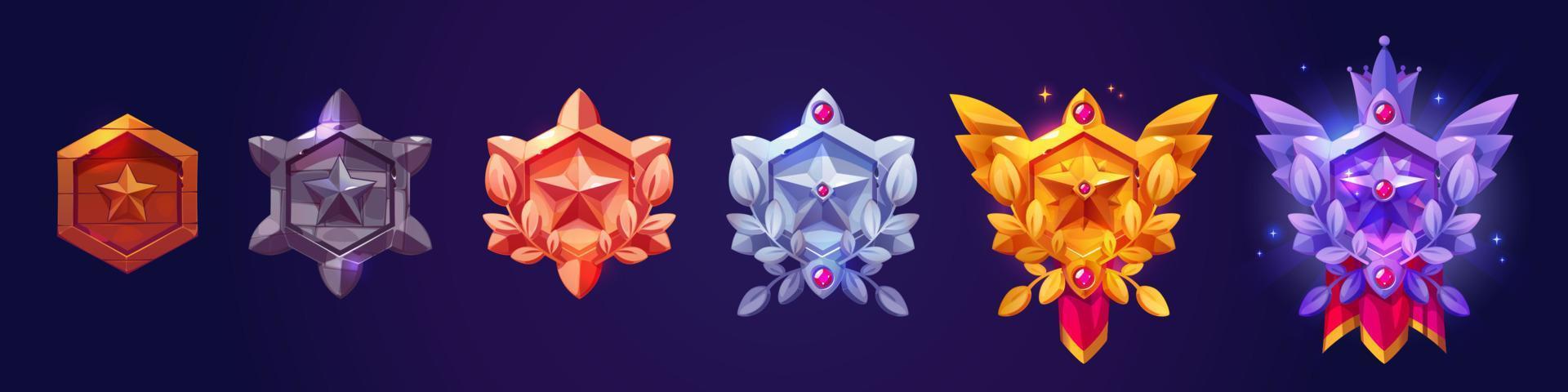 Fantasy hexagon frames of game avatars vector