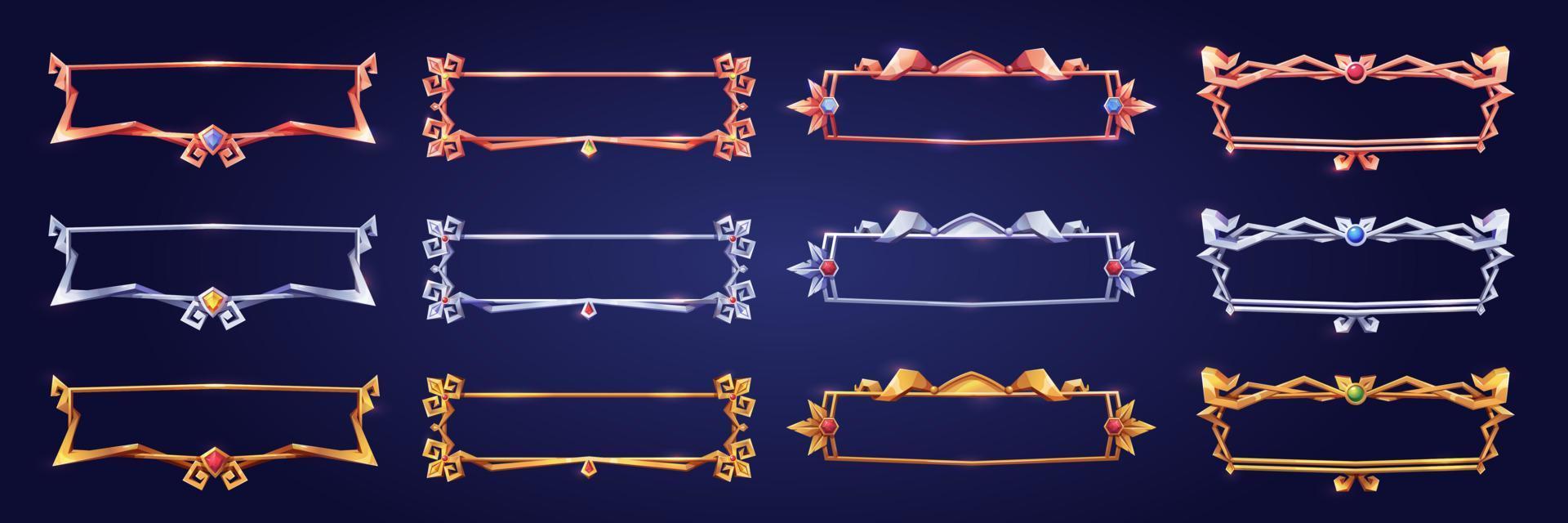 Empty rectangle game frames in medieval style vector