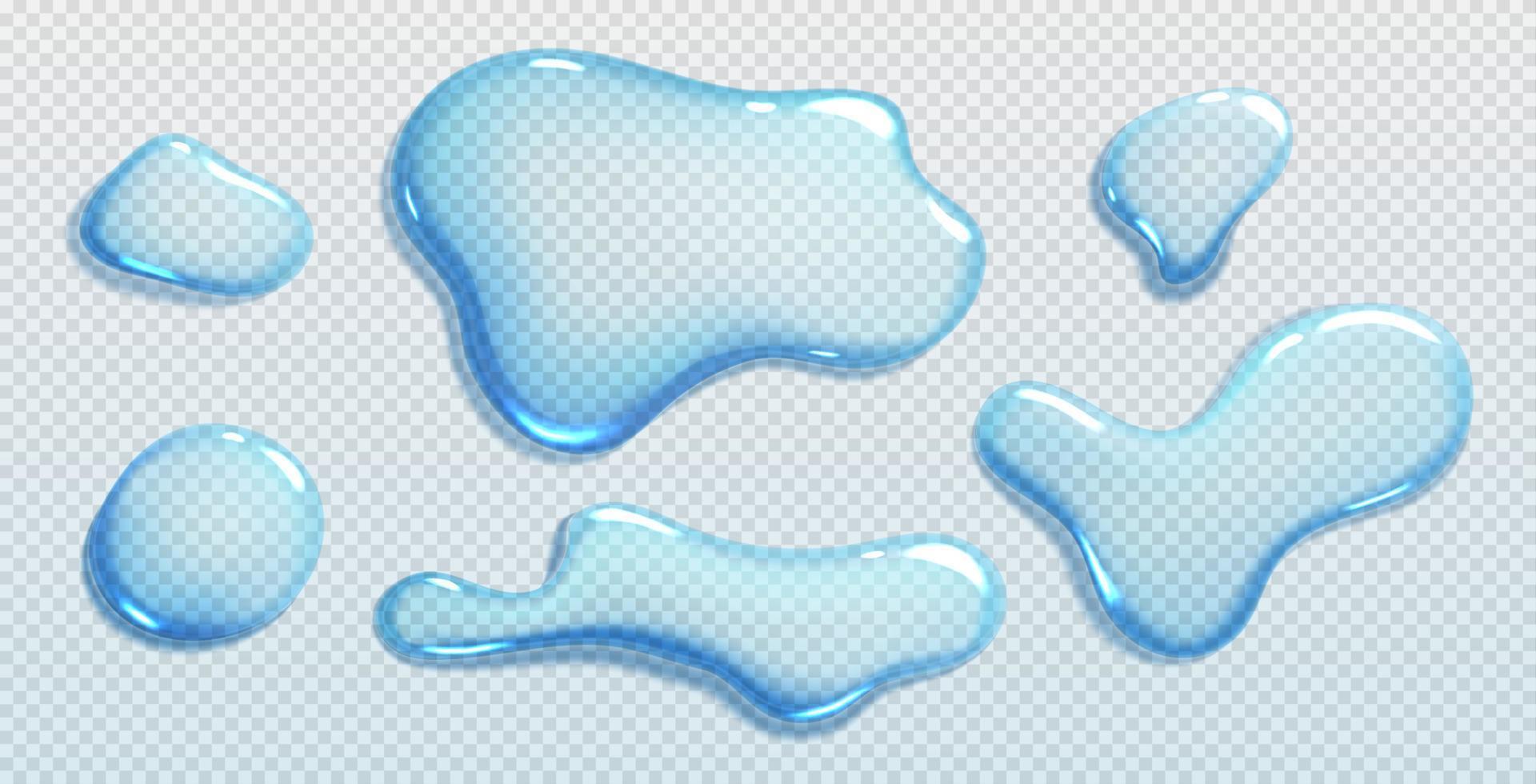 Liquid spills, water drops and puddles vector
