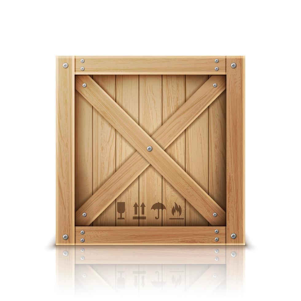 Wooden box open and closed realistic vector