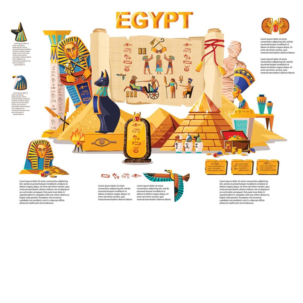 Ancient Egypt infographic travel concept vector