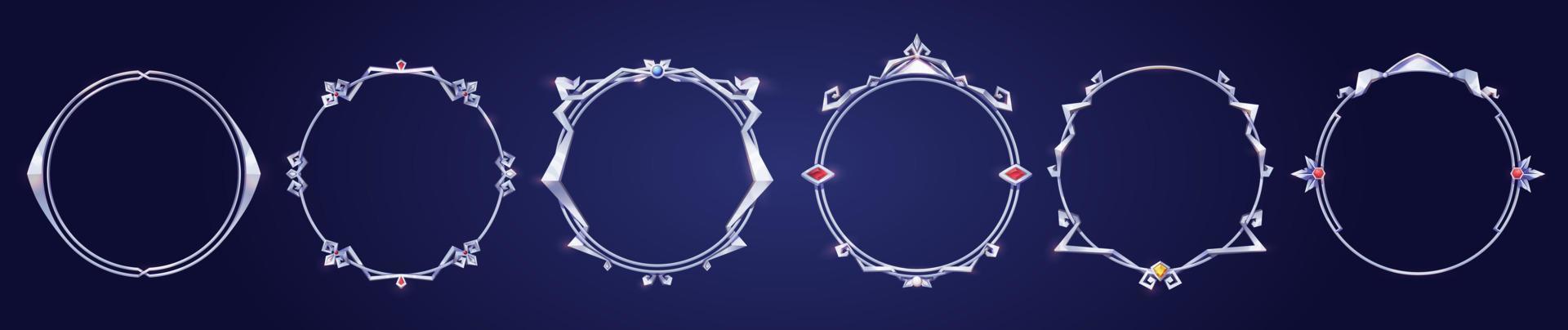 Empty circle silver frames medieval style vector