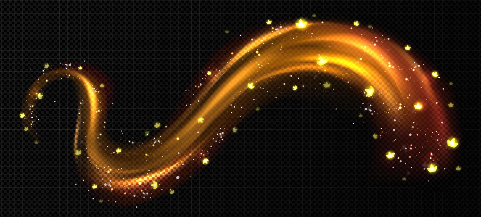 Abstract golden light trail with crown signs vector