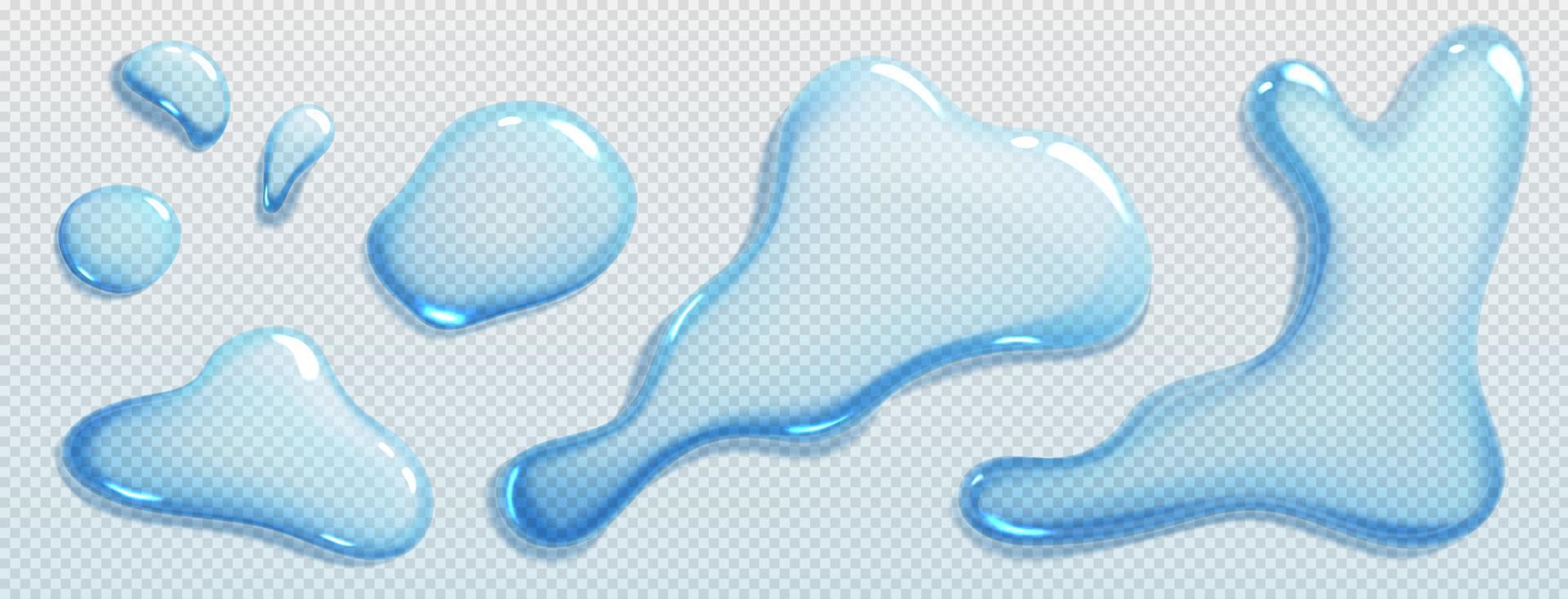 Liquid spills, water drops and puddles vector
