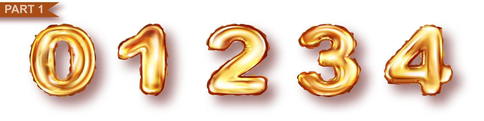 Balloon numbers from golden metal foil vector